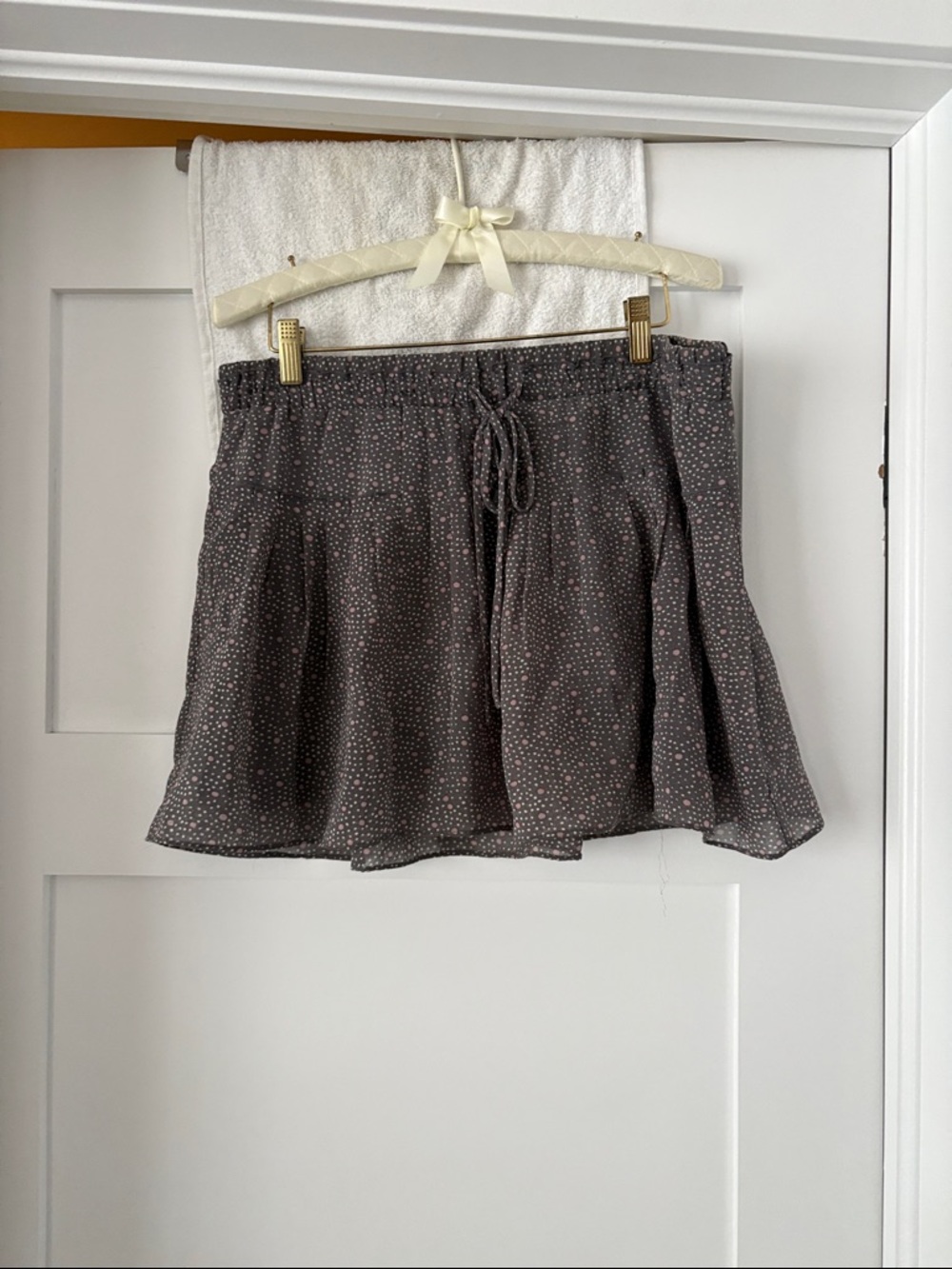 American Eagle Outfitters Charcoal Mini Skirt with Tiny Dot Print